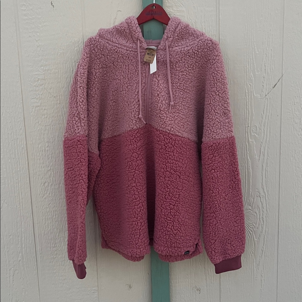 NEW VS PINK VARSITY SHERPA HALF ZIP PULLOVER